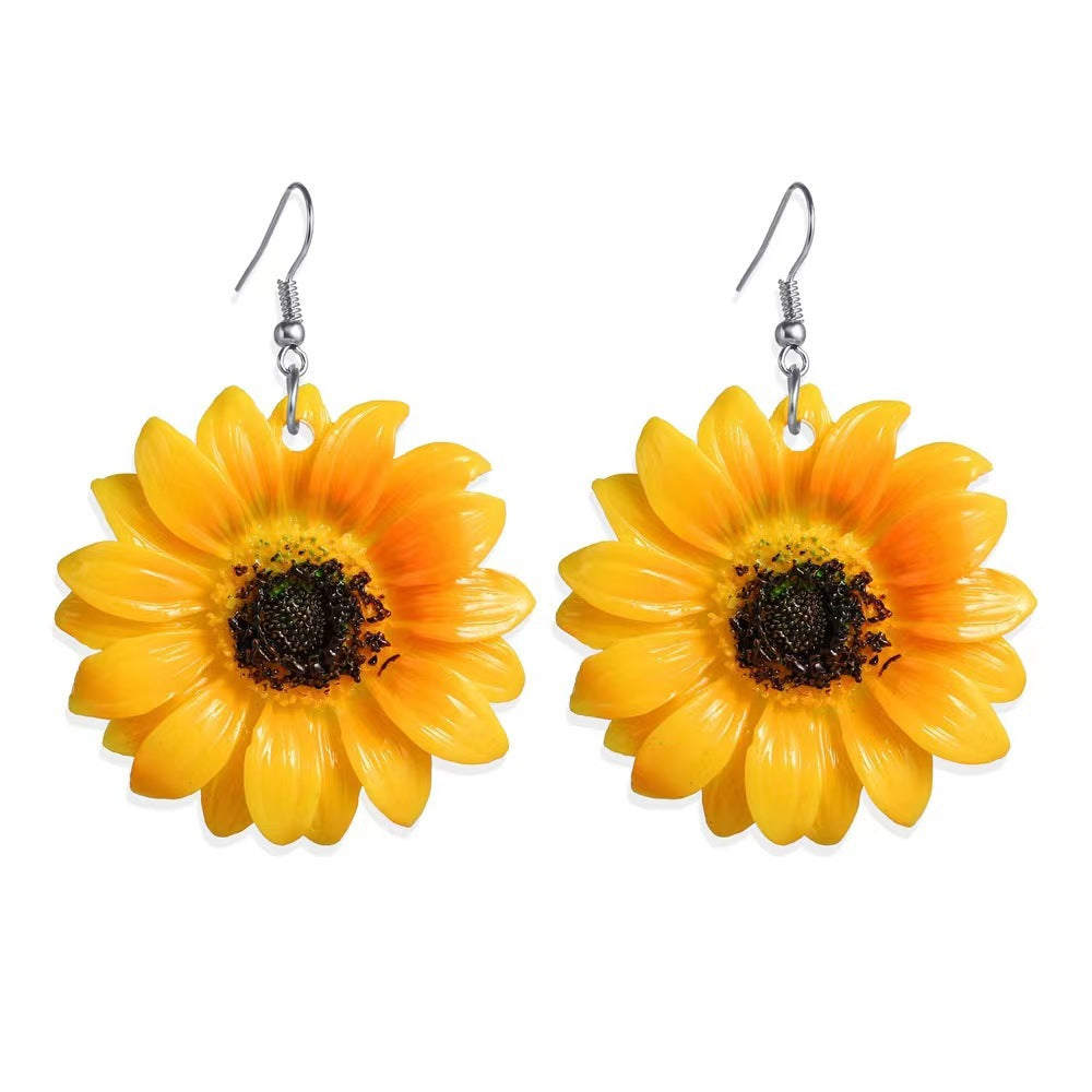 Wholesale Vintage Sunflower Resin Earrings